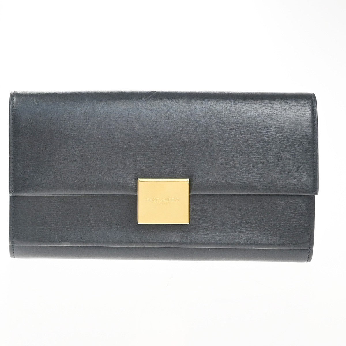 SAINT LAURENT YSL Logo Bifold Long Wallet Leather Black GHW Italy 68KP489