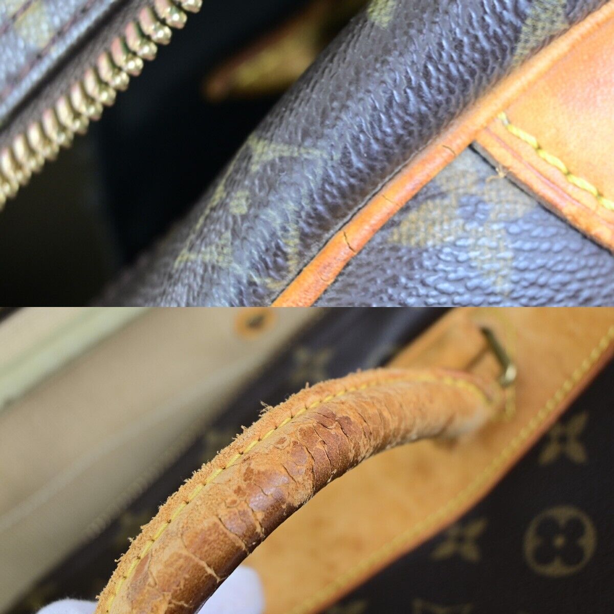 LOUIS VUITTON LV Logo Evasion Hand Bag Monogram Leather Brown M41443 67FB309