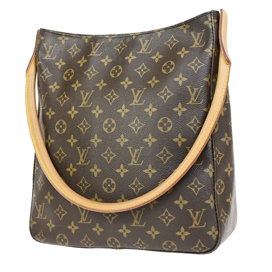 LOUIS VUITTON Logo Looping GM Shoulder Bag Monogram Leather Brown M51145 85EC883