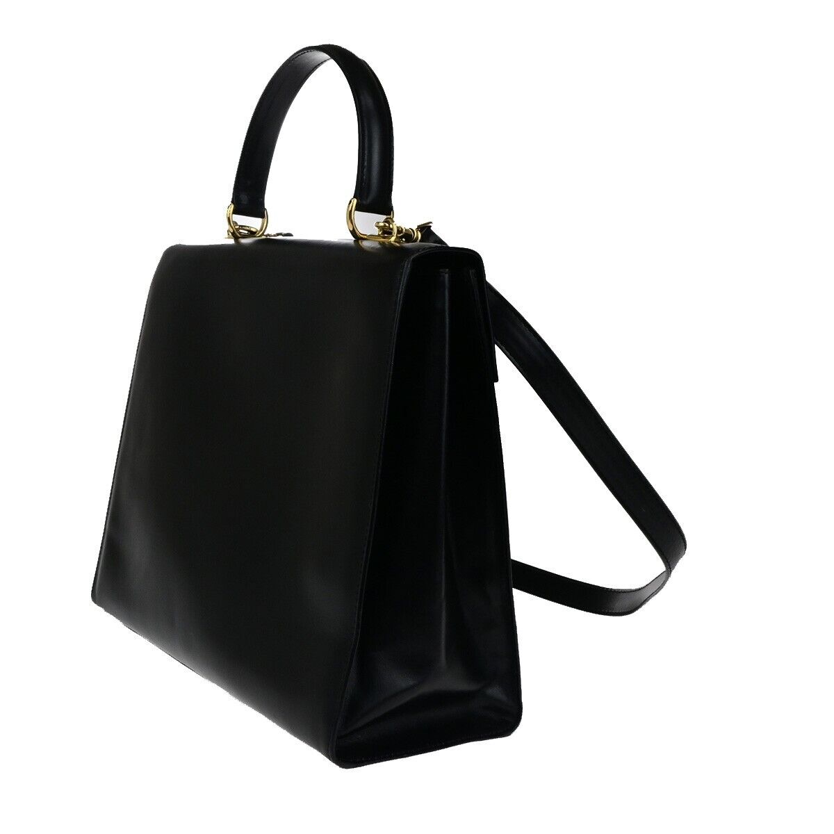 GUCCI Logo Lady Lock 2Way Shoulder Hand Bag Leather Black GHW Italy 70RK764