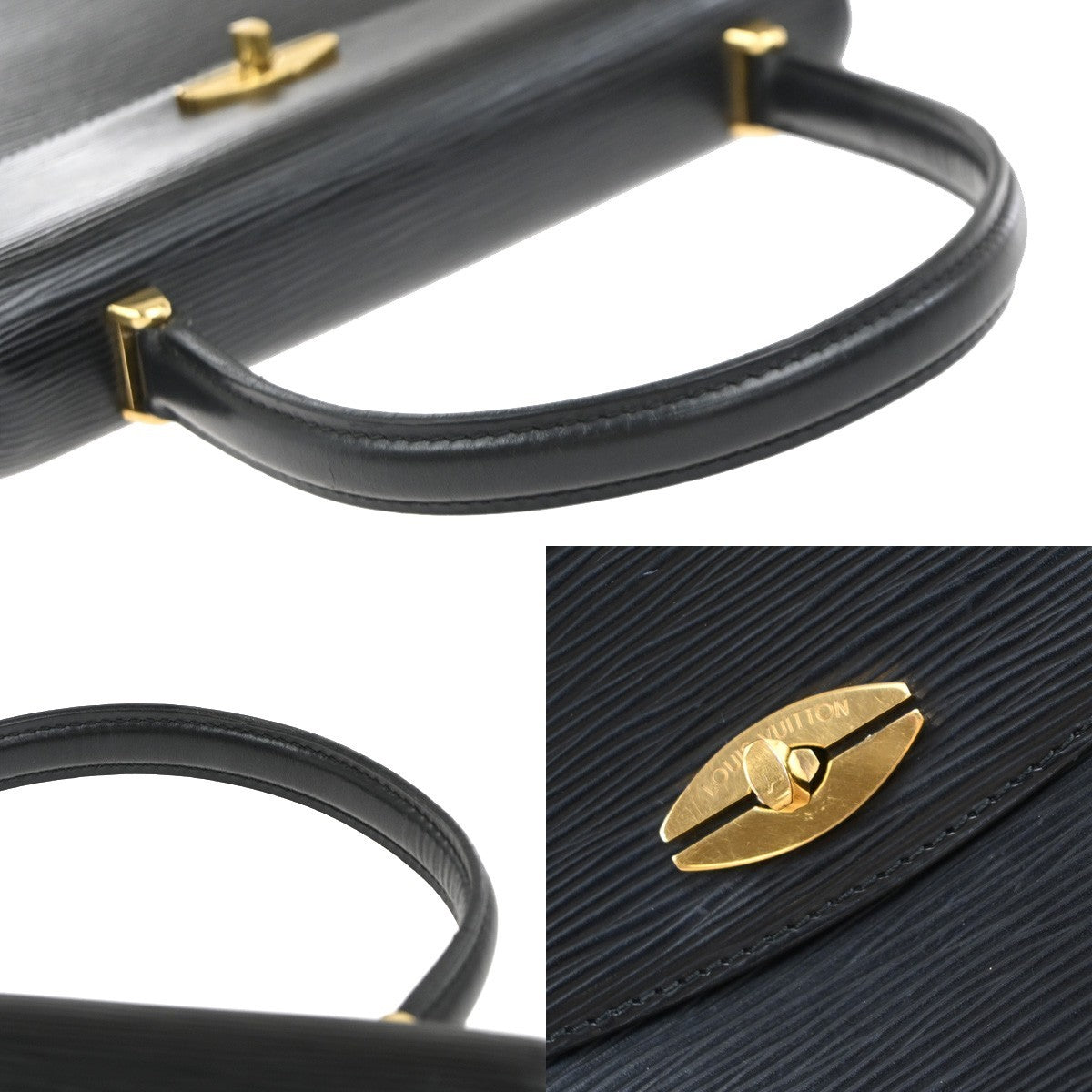 LOUIS VUITTON Logo Malesherbes Hand Bag Epi Leather Black France M52372 34KP419
