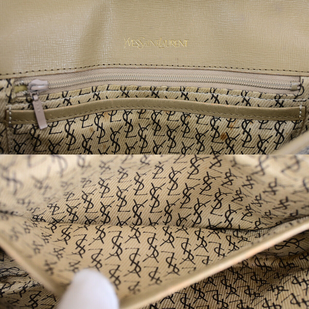 YVES SAINT LAURENT YSL Giraffe Pattern Shoulder Bag PVC Leather Brown 09YG312