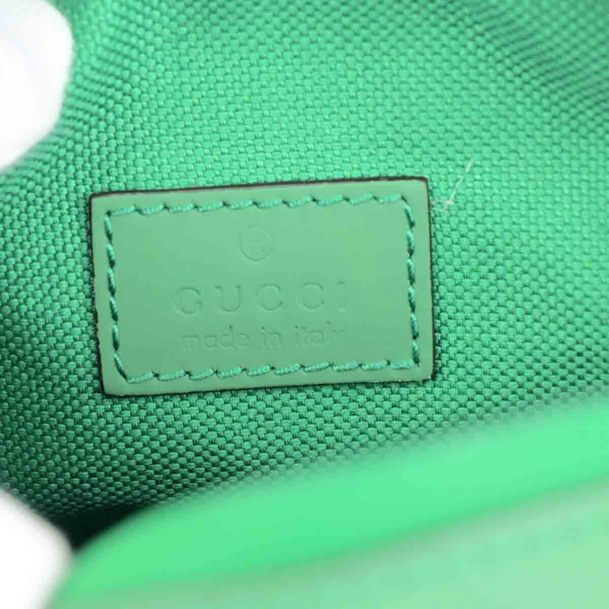 GUCCI Logo GG Rubber Effect Leather Mini Shoulder Bag Green Italy 602RK729