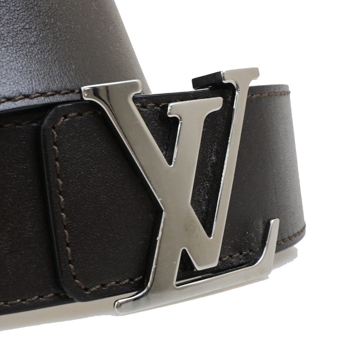 LOUIS VUITTON Ceinture Initiales Belt Leather Brown 85/34 Spain M9887 33FB327