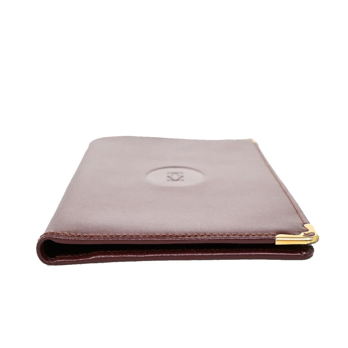 Must De Cartier 2C Logo Vertical Long Bifold Wallet Leather Bordeaux 09EB804