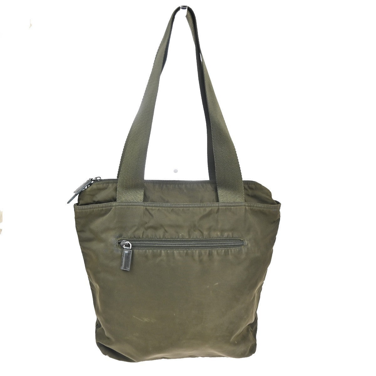 PRADA Logo Shoulder Hand Bag Nylon Leather Khaki Green 62TA556