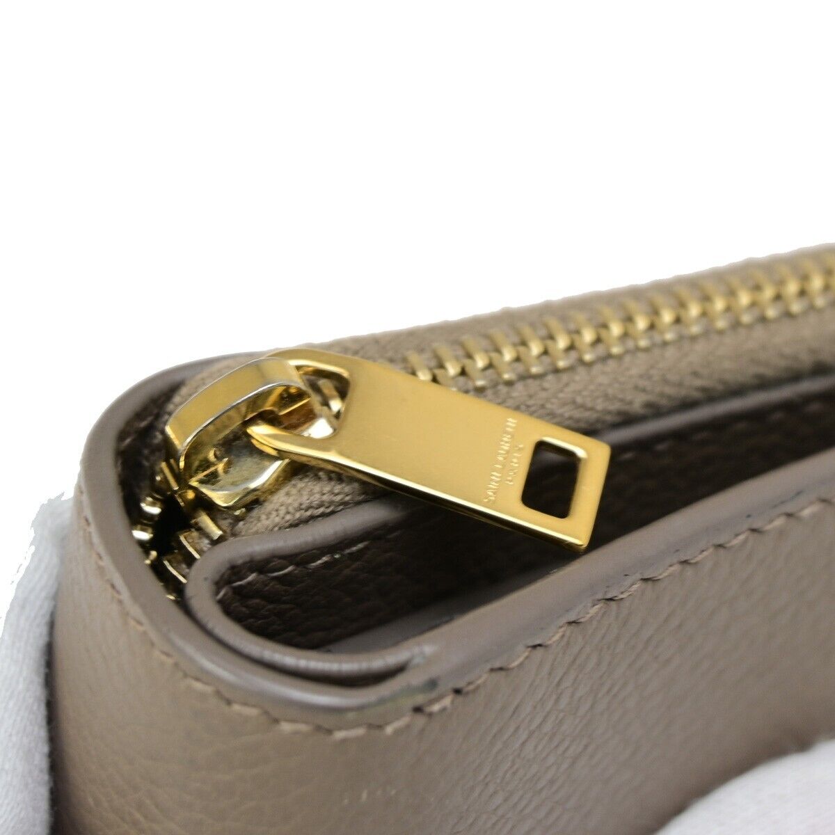 SAINT LAURENT YSL Logo Compact Bifold Wallet Purse Leather Brown 34KA400