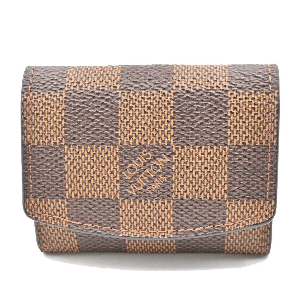 LOUIS VUITTON Cufflinks Bouton Set Case Damier Ebene Gold Italy M61030 61KC477