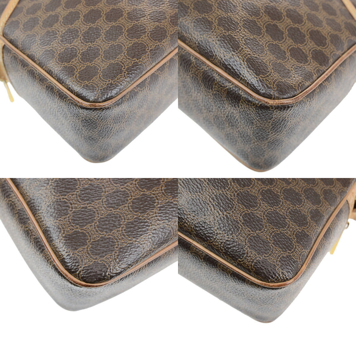 CELINE Logo Macadam Pattern Shoulder Bag PVC Leather Brown GHW Italy 35YG591