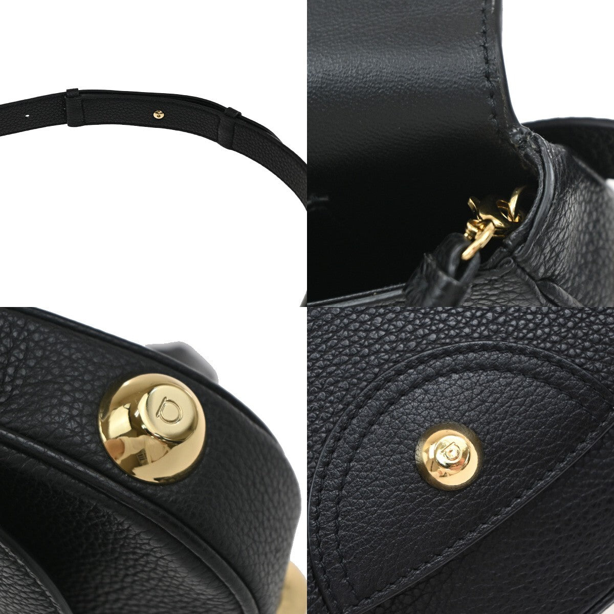 SALVATORE FERRAGAMO Gram Mini 2Way Shoulder Bum Bag Leather Black GHW 87EE569