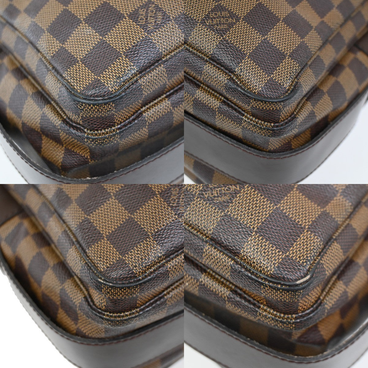 LOUIS VUITTON Naviglio Shoulder Bag Damier Ebene Leather Brown N45255 76ZA305