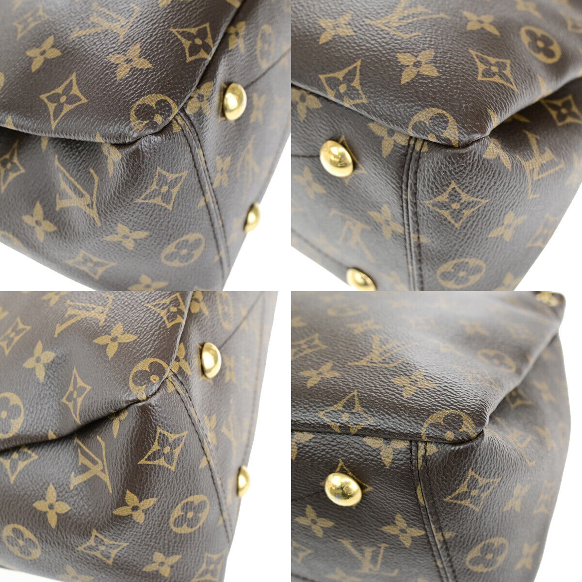 LOUIS VUITTON Pallas 2Way Hand Bag Monogram Leather Brown Pink M41147 51RK715