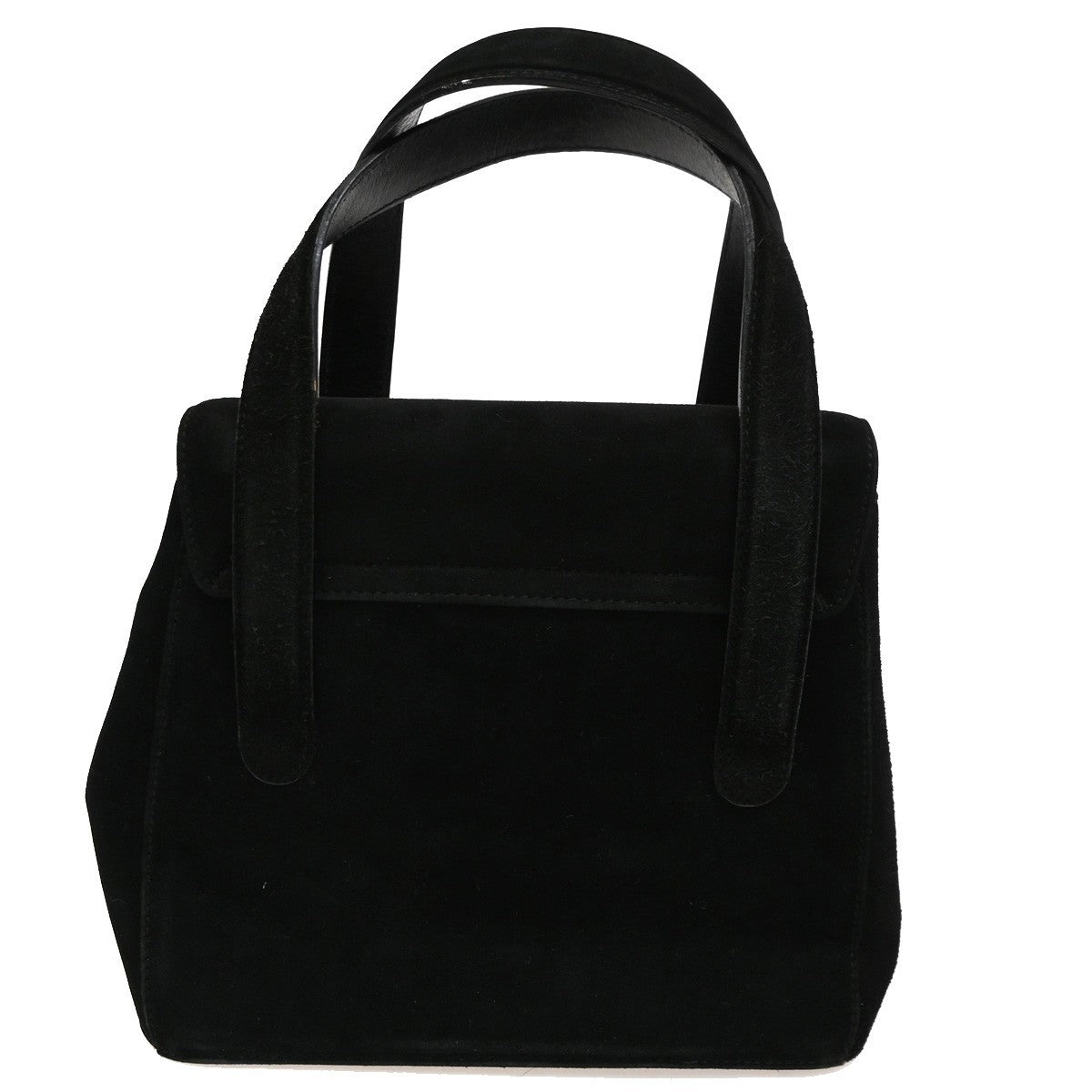 SALVATORE FERRAGAMO Gancini Hand Bag Suede Canvas Black GHW 68CA496