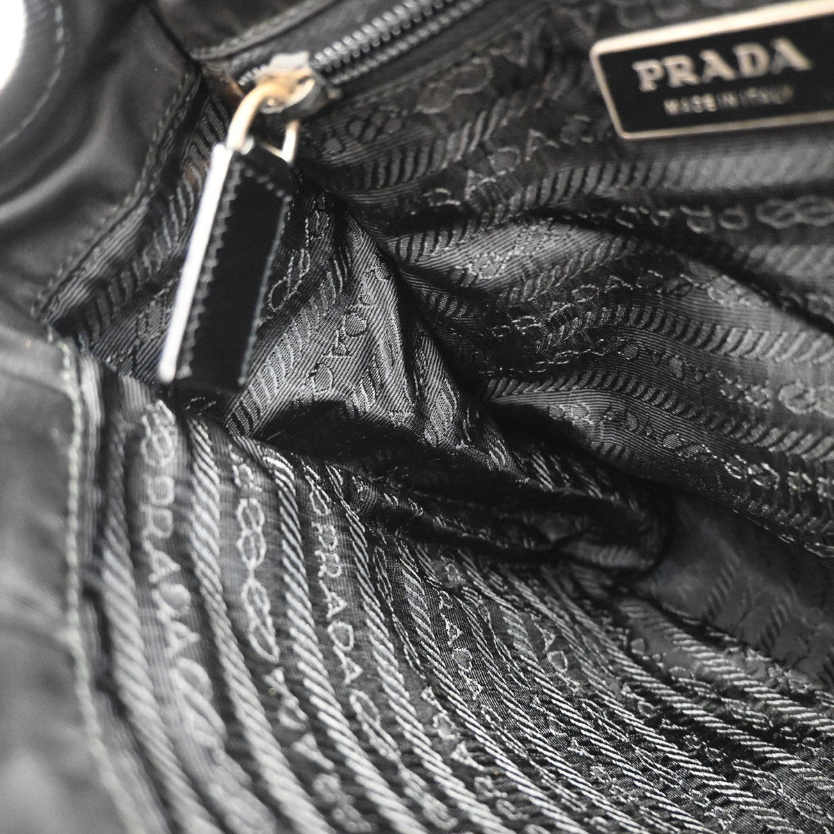 PRADA MILANO Tessuto Messenger Shoulder Bag Nylon Leather Black Silver 87KA852