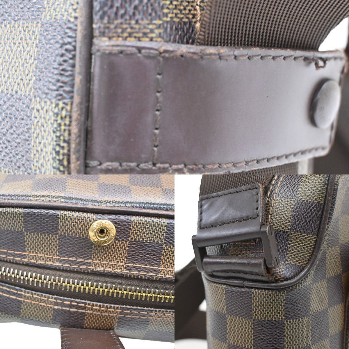 LOUIS VUITTON Olav PM Shoulder Bag Damier Ebene Leather Brown N41442 34CA223