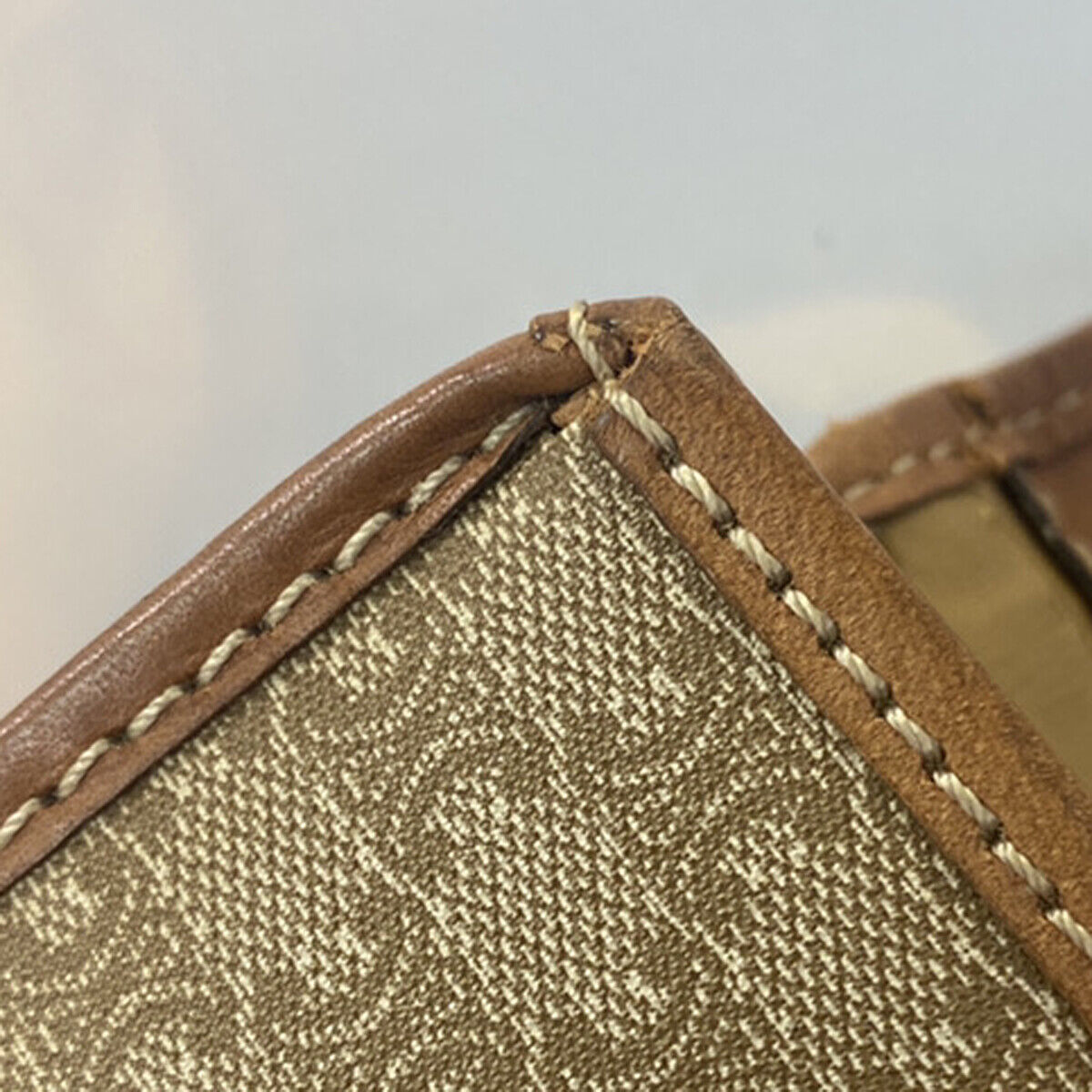 CELINE Logo Macadam Pattern Clutch Hand Bag PVC Leather Beige Brown GHW 01YF603