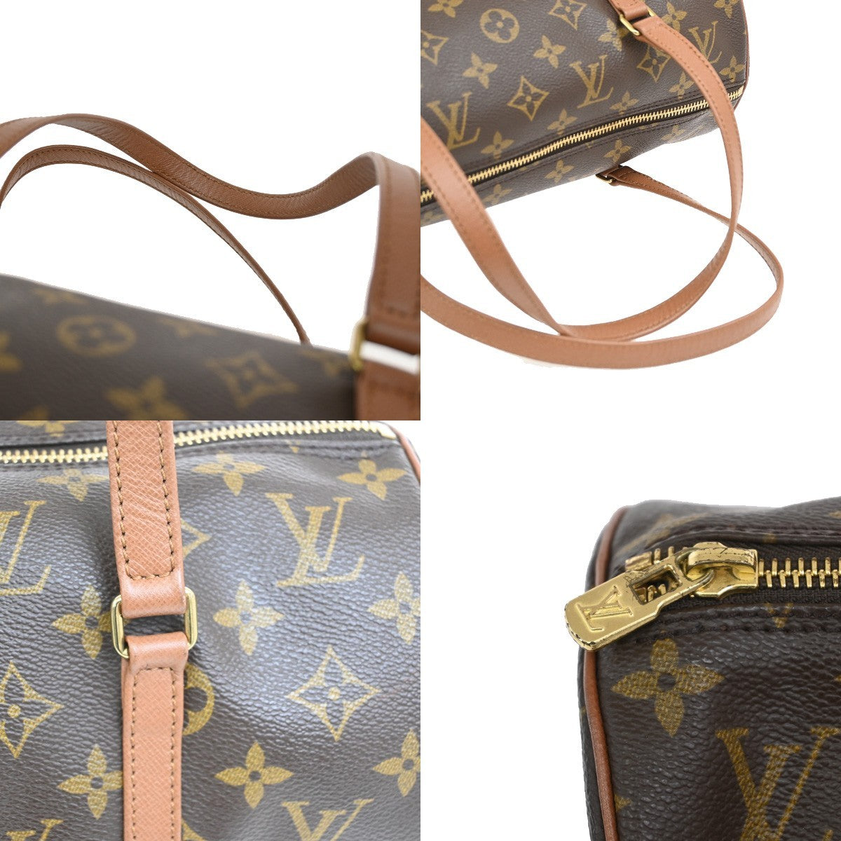 LOUIS VUITTON Logo PAPILLON 30 Hand Bag Monogram Leather Brown M51365  73TA131