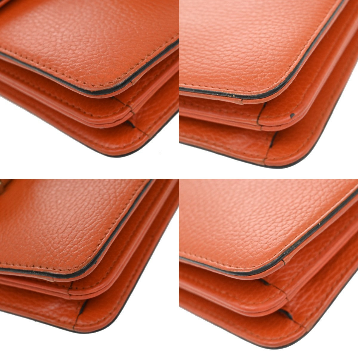 GUCCI Logo Interlocking G Chain Mini Shoulder Bag Leather Orange GHW 58KP125