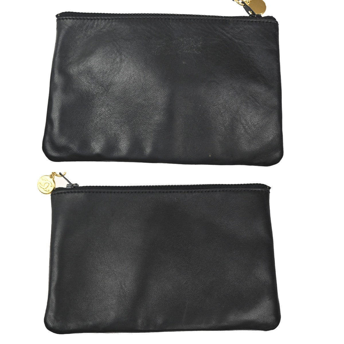 CHANEL CC Logo Drawstring Mini Chain Shoulder Bag Leather Black Vintage 40RP062