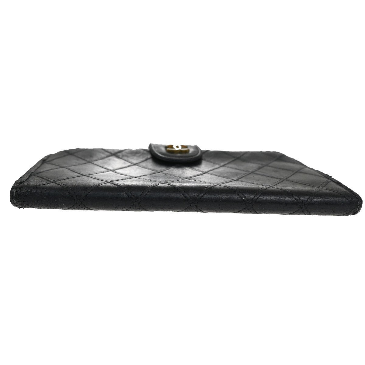 CHANEL CC Logo Bicolore Bifold Long Wallet Leather Black GHW France 66CA424