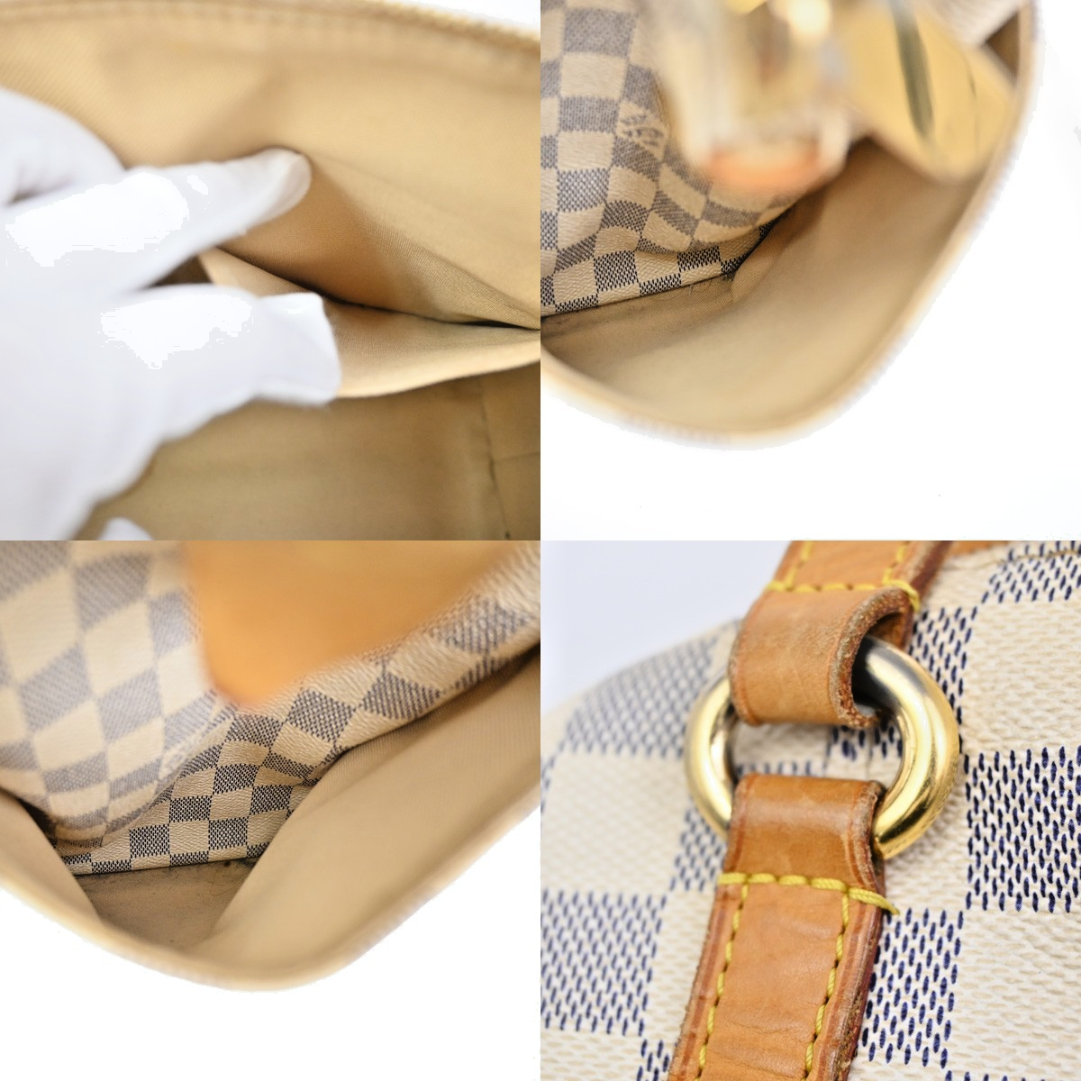 LOUIS VUITTON Totally PM Shoulder Bag Damier Azur Leather White N51261 72ZA257