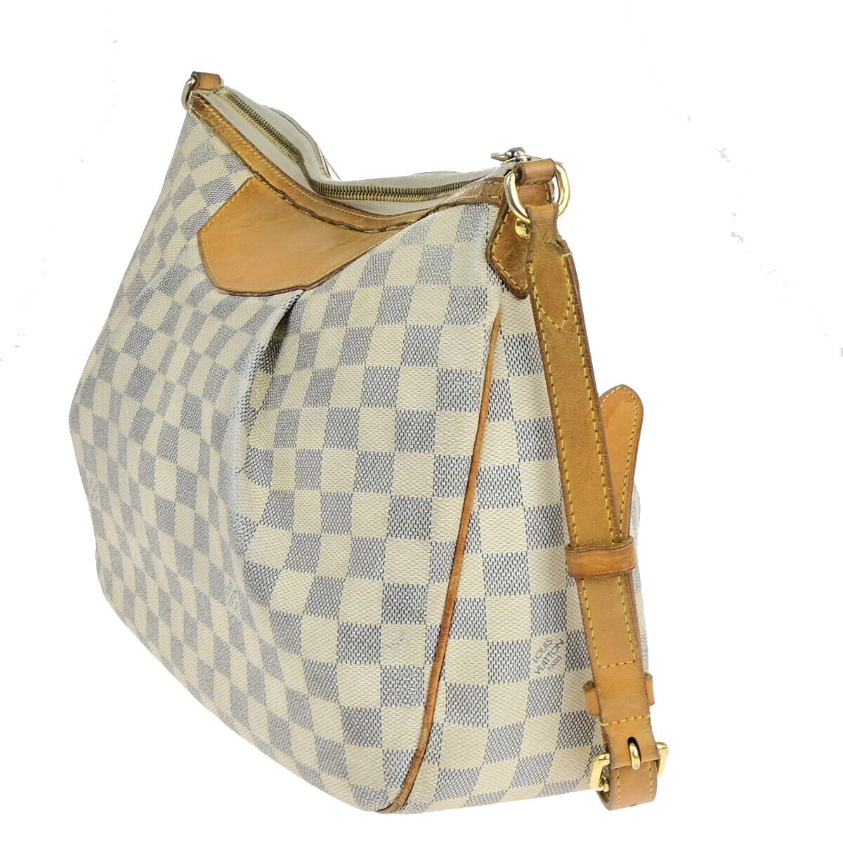 LOUIS VUITTON Siracusa MM Shoulder Bag Damier Azur Leather White N41112 37YG611