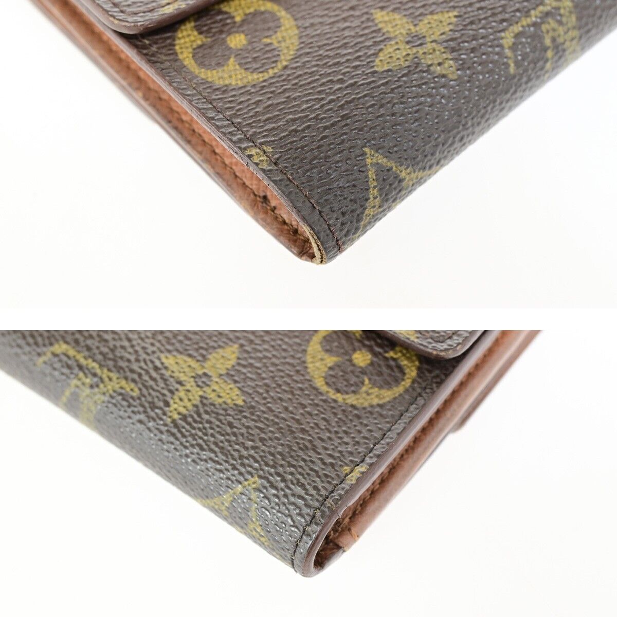 LOUIS VUITTON Logo 3 Set Bifold Wallet Monogram Epi Leather Brown Yellow 64KA308