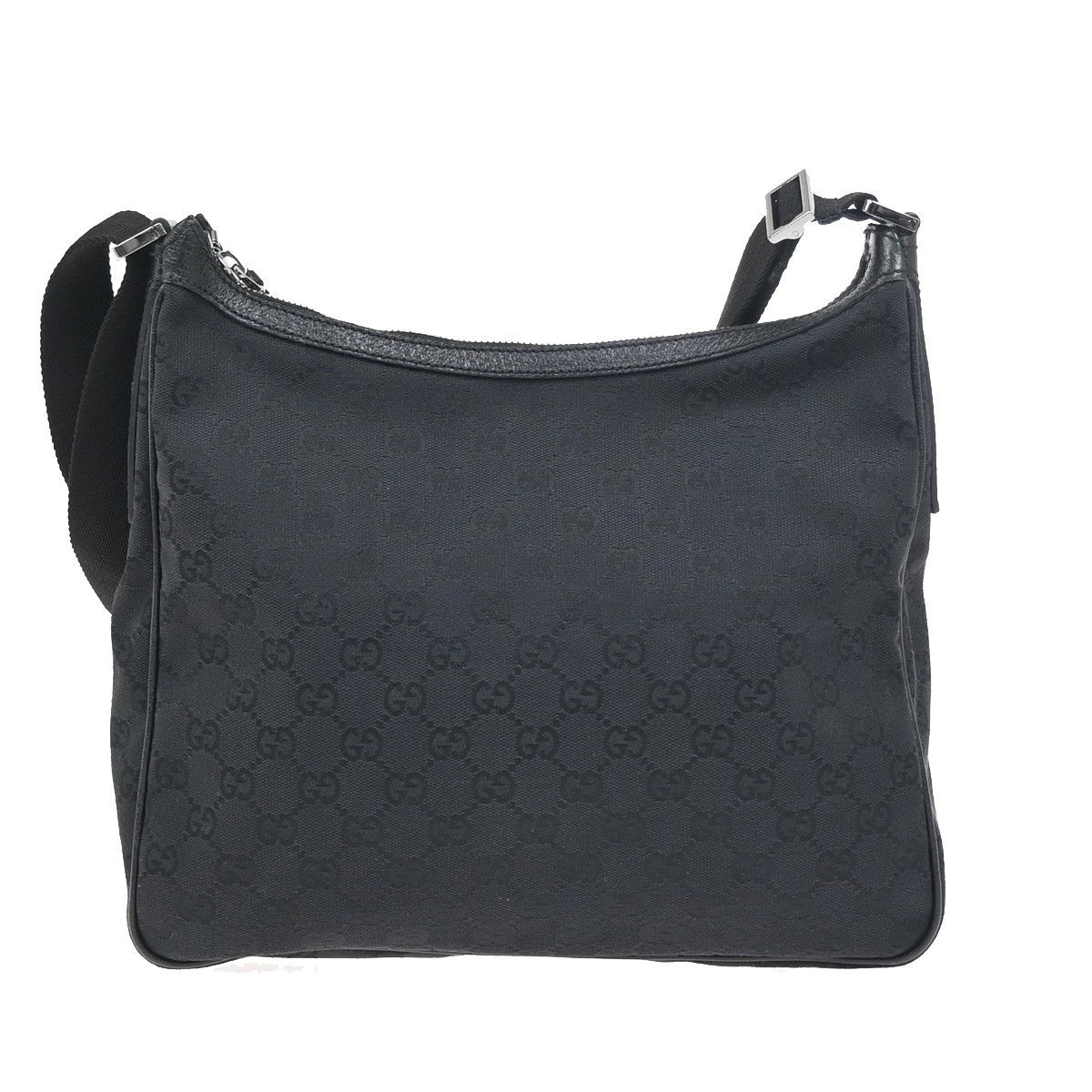 GUCCI GG Pattern Shoulder Cossbody Bag Canvas Leather Black SHW Italy 34ZA352