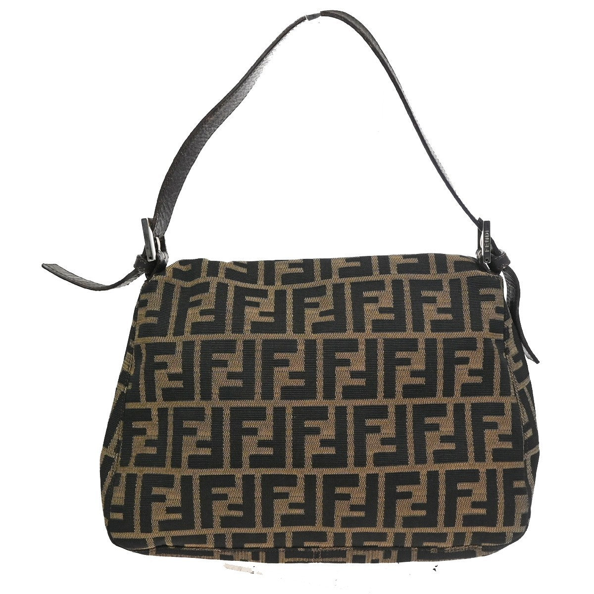 FENDI Mamma Baguette Zucca Shoulder bag Canvas Leather Brown SHW Italy 46KC909