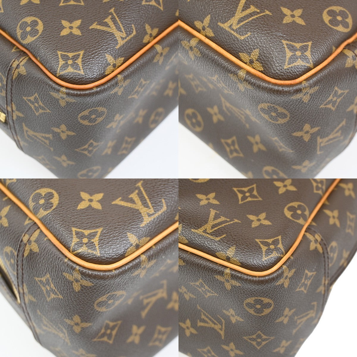 LOUIS VUITTON LV Logo Deauville Hand Bag Monogram Leather Brown M47270 34KC421