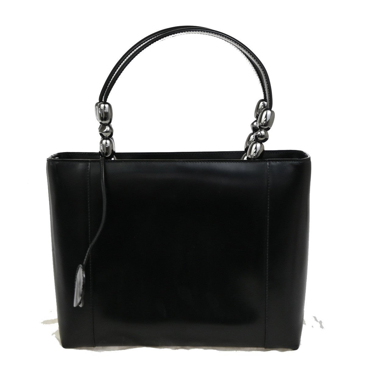 CHRISTIAN DIOR LOGO Maris Pearl  Tote Hand Bag Black SHW Italy 95TA404