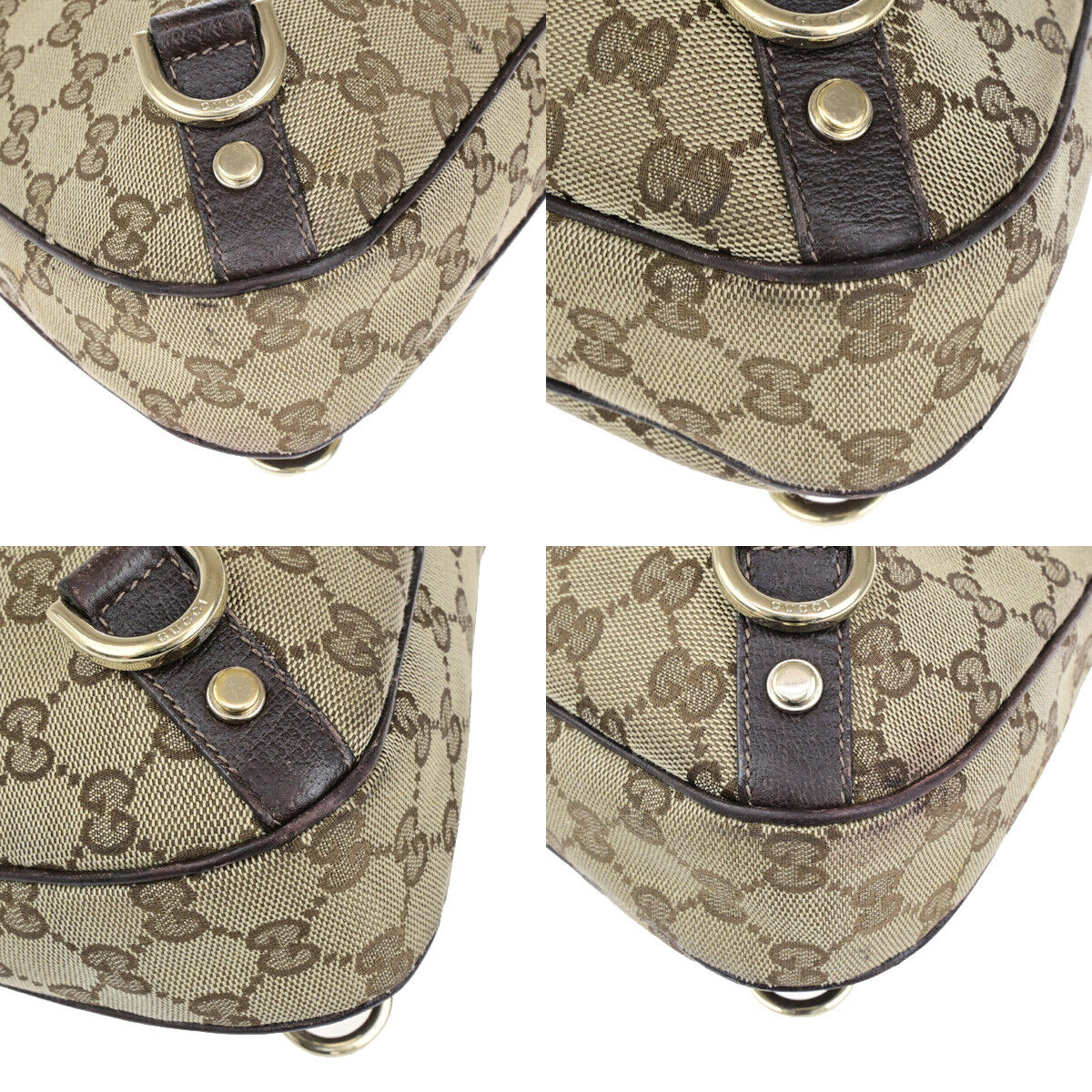 GUCCI Logo Abbey GG Pattern Shoulder Bag Canvas Leather Brown GHW Italy 66YG690