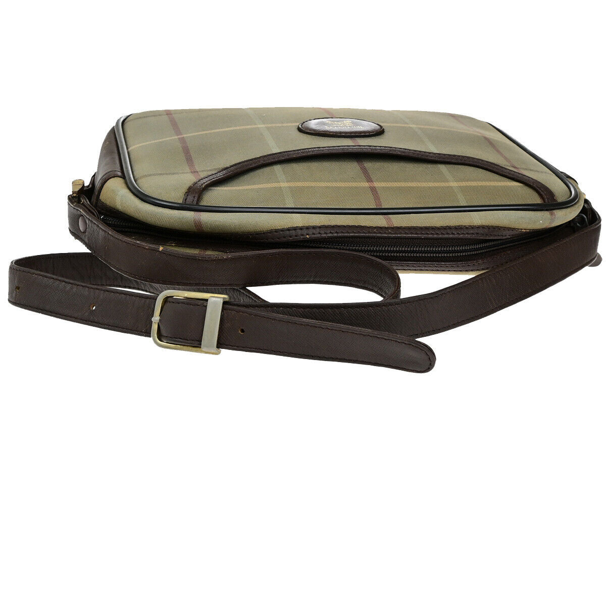 Burberrys Logo Shoulder Bag Check Canvas Leather Brown GHW 05YG581