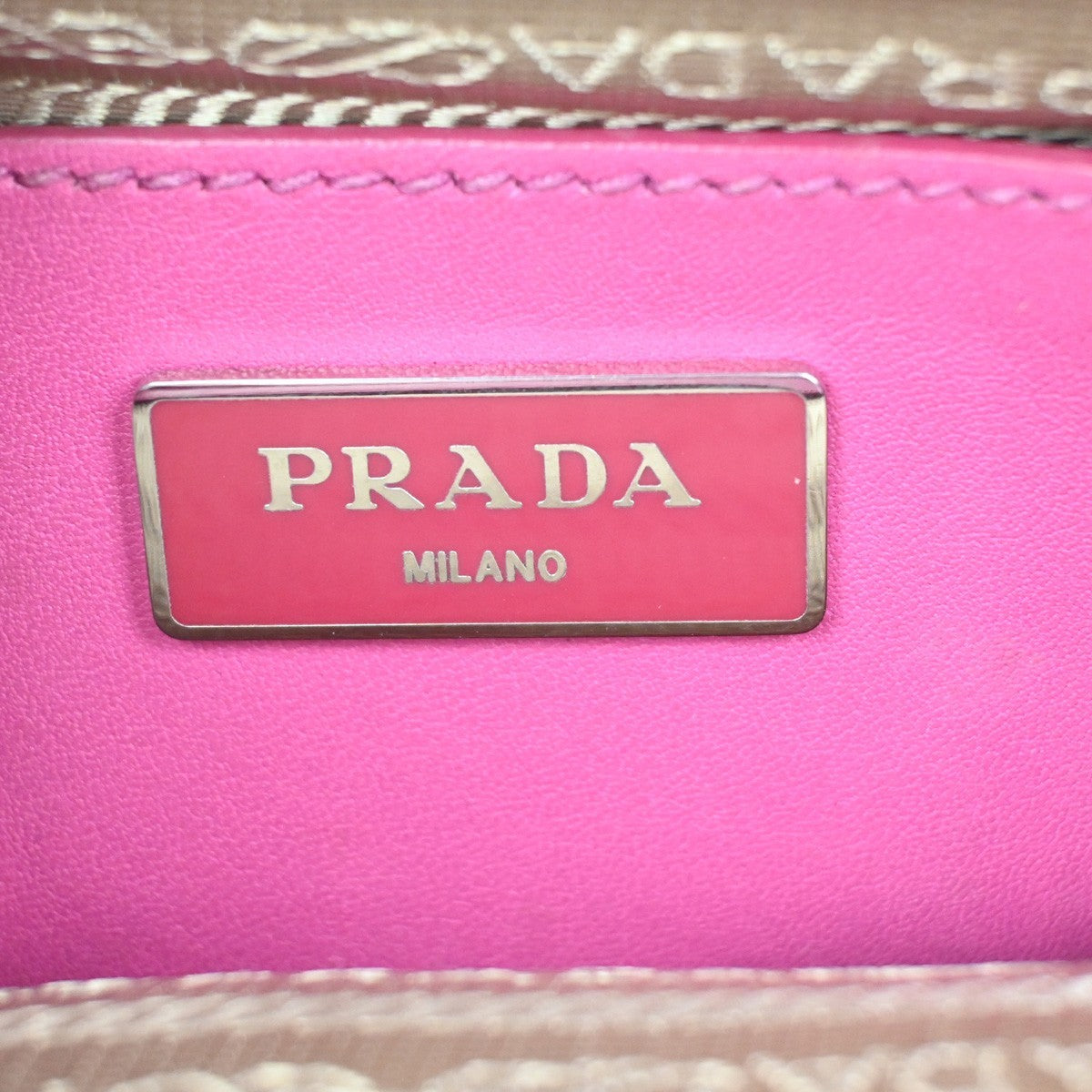 PRADA Logo Canapa City 2Way Shoulder Hand Bag Canvas Leather Pink BE SHW 98ZA359