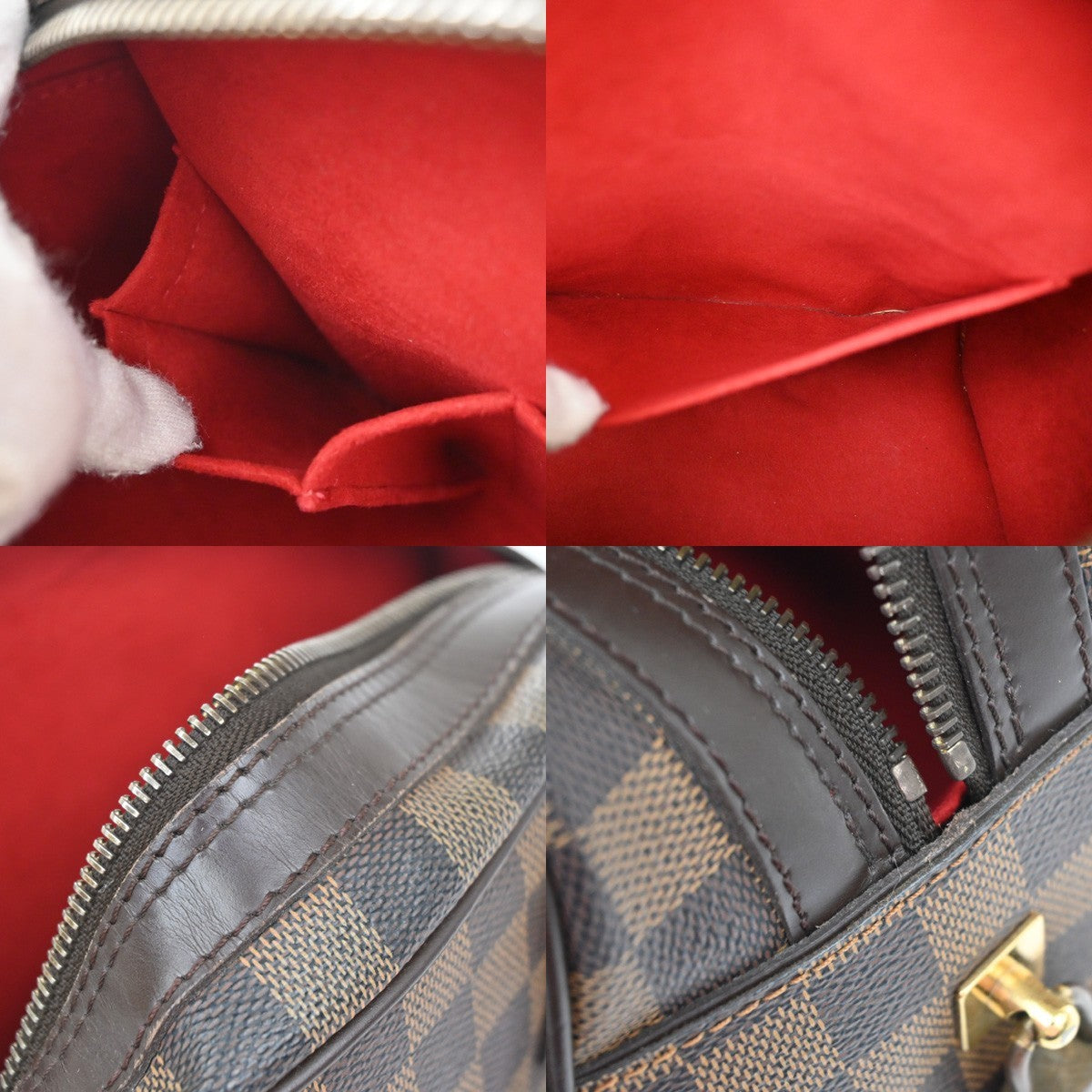 LOUIS VUITTON Logo Duomo Hand Bag Damier Ebene Leather Brown N60008 22YJ097