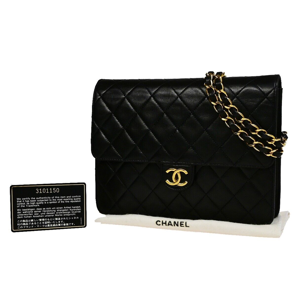 CHANEL CC Matelasse Chain Shoulder Bag Leather Black GHW Vintage 386RJ836