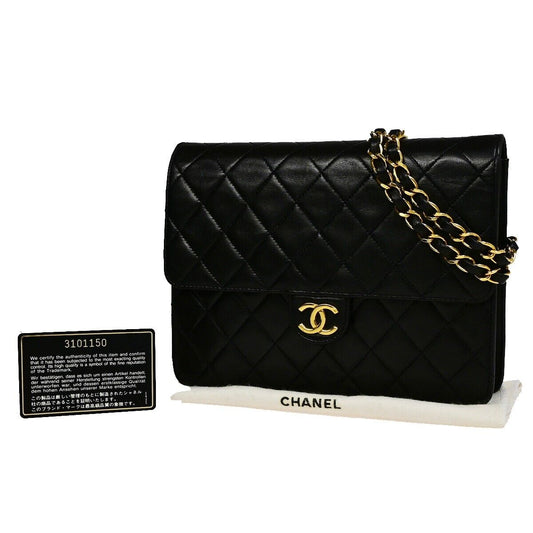 CHANEL CC Matelasse Chain Shoulder Bag Leather Black GHW Vintage 386RJ836