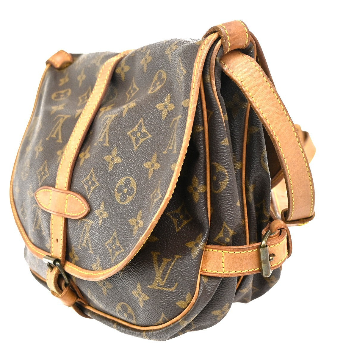 LOUIS VUITTON Logo Saumur 30 Shoulder Bag Monogram Leather Brown M42256 82CA792