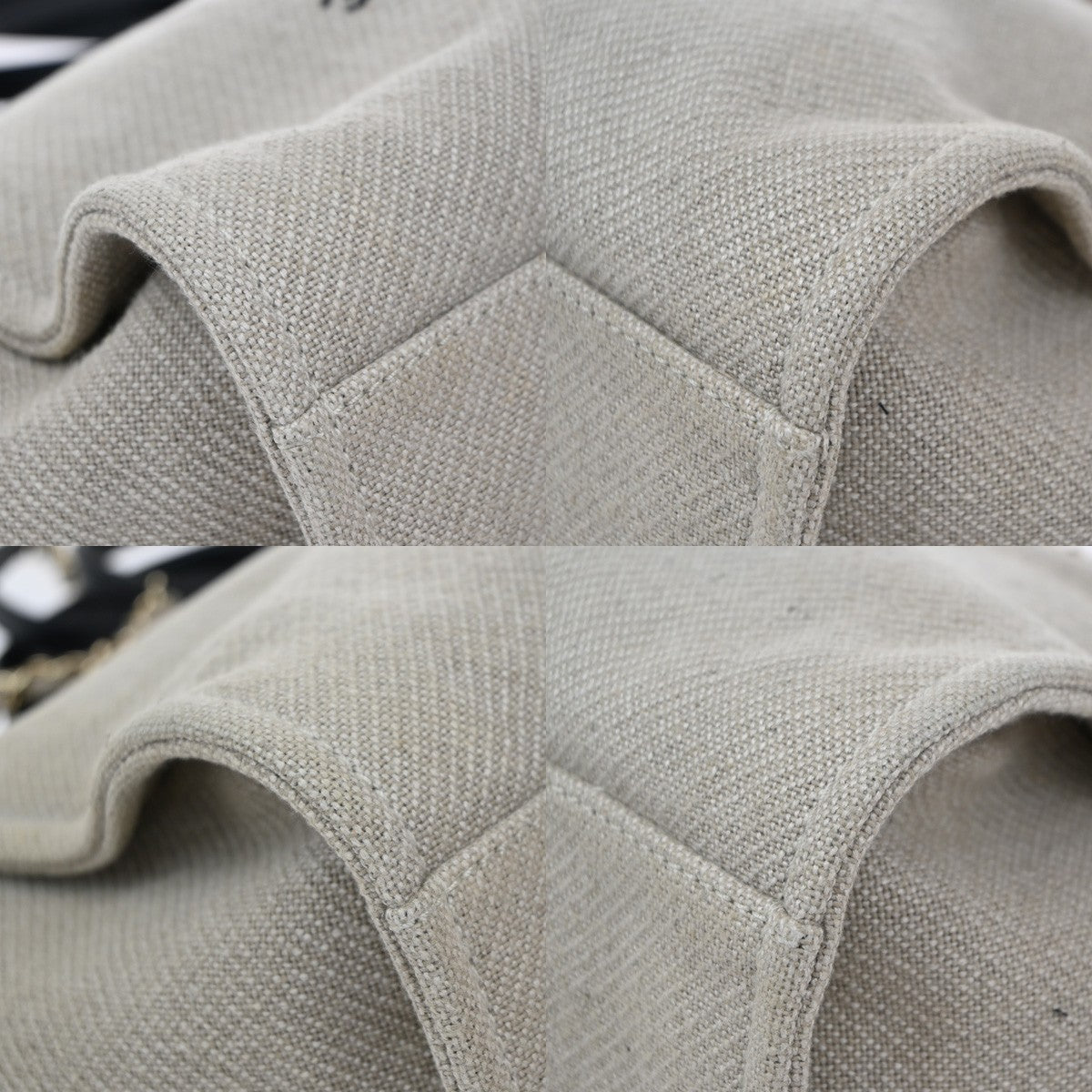 CHANEL Deauville 2Way Shoulder Hand Tote Bag Canvas Leather White Black 898RF787