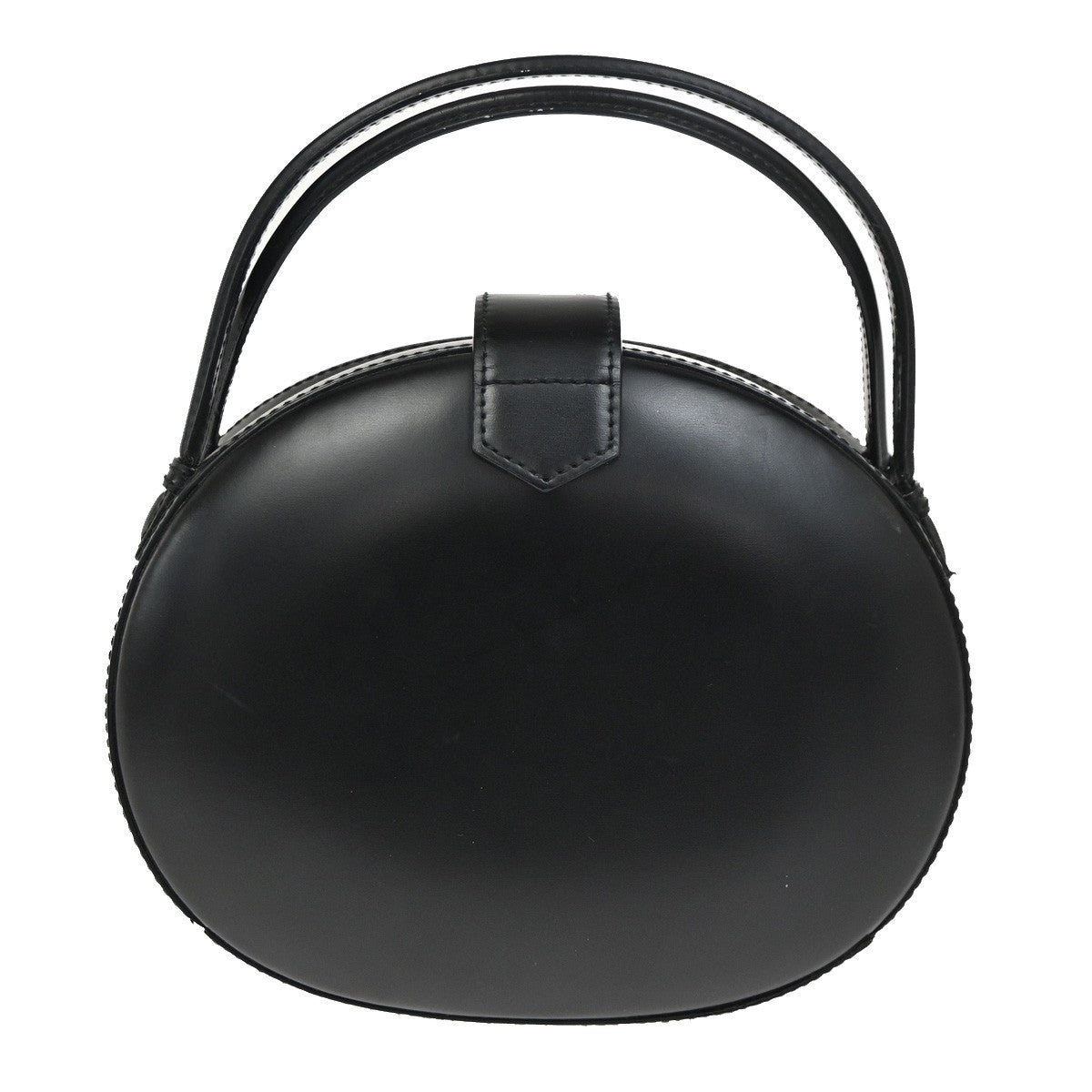 LOEWE Logo Anagram Round Hand Bag Leather Black Spain GHW 25RL940