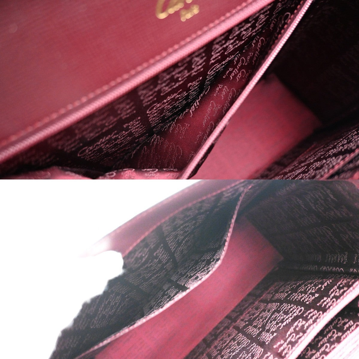 MUST DE CARTIER Logo Top Handle Hand Bag Leather Red 74RP125