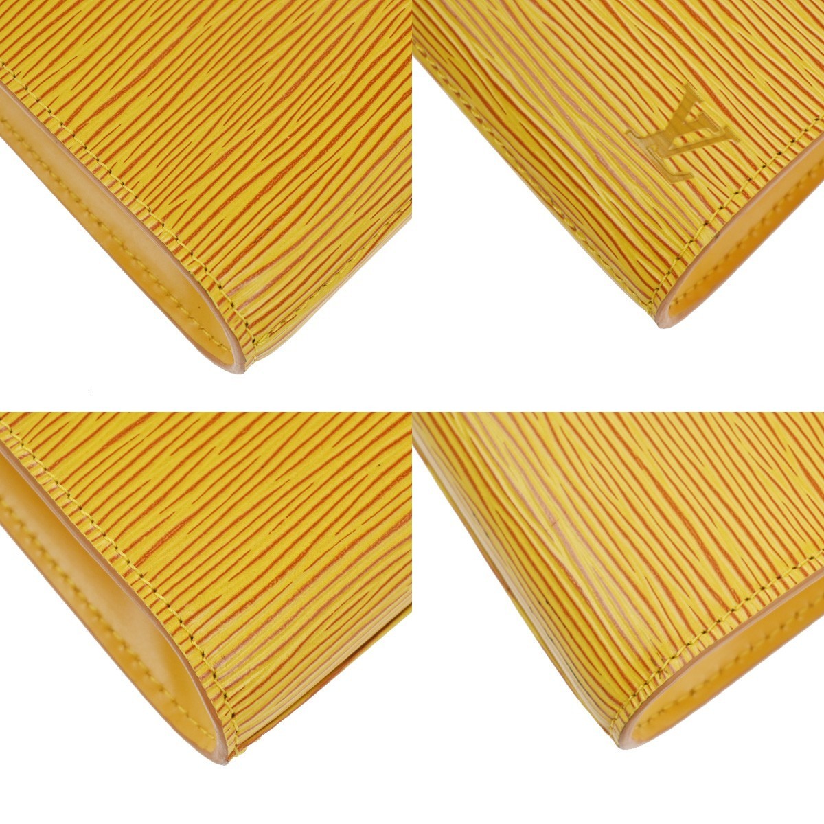 LOUIS VUITTON LV Logo Art Deco Clutch Hand Bag Epi Leather Yellow M52639 05KP509