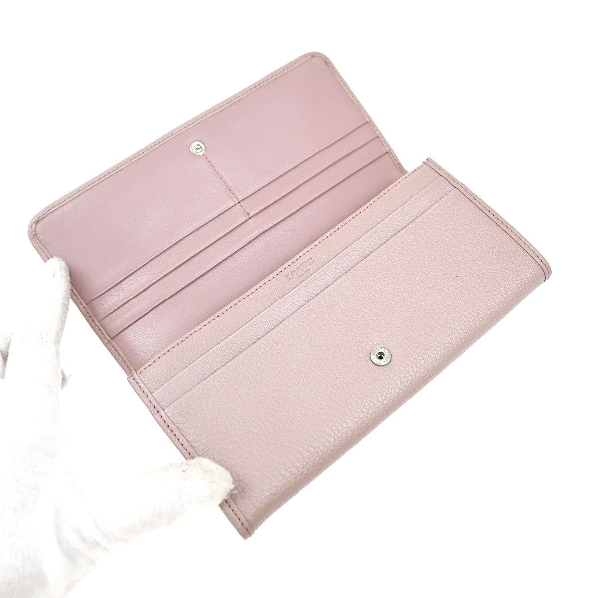 LOEWE Logo Anagram Bifold Long Wallet Leather Pink SHW 64KP387