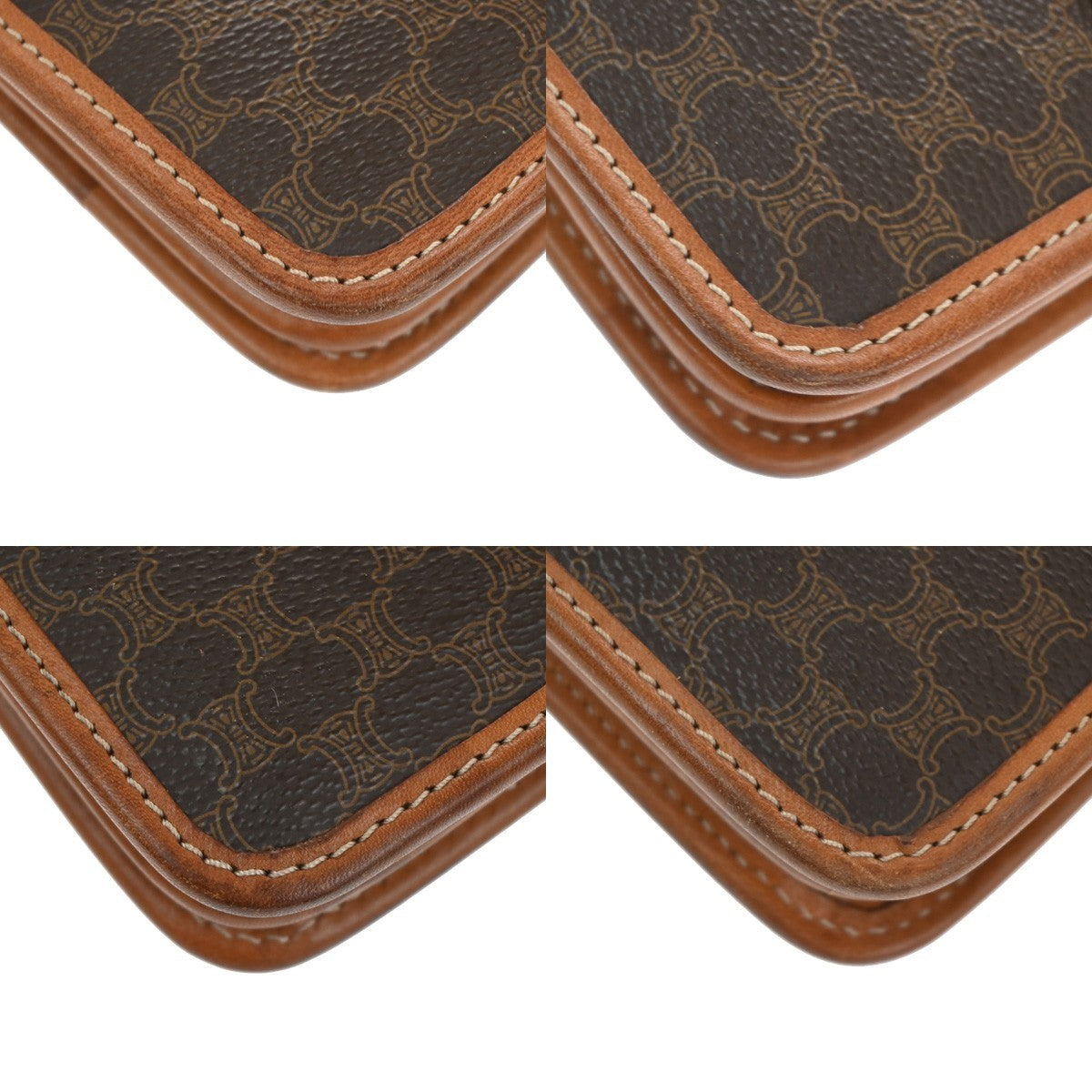 CELINE Logo Macadam Pattern Clutch Hand Bag PVC Leather Brown GHW Italy 60TA330