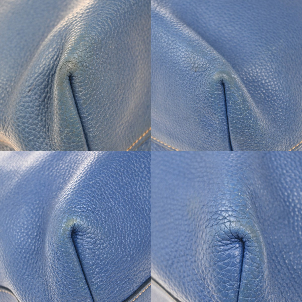 PRADA Logo 2Way Shoulder Hand Bag Leather Blue 70KP286