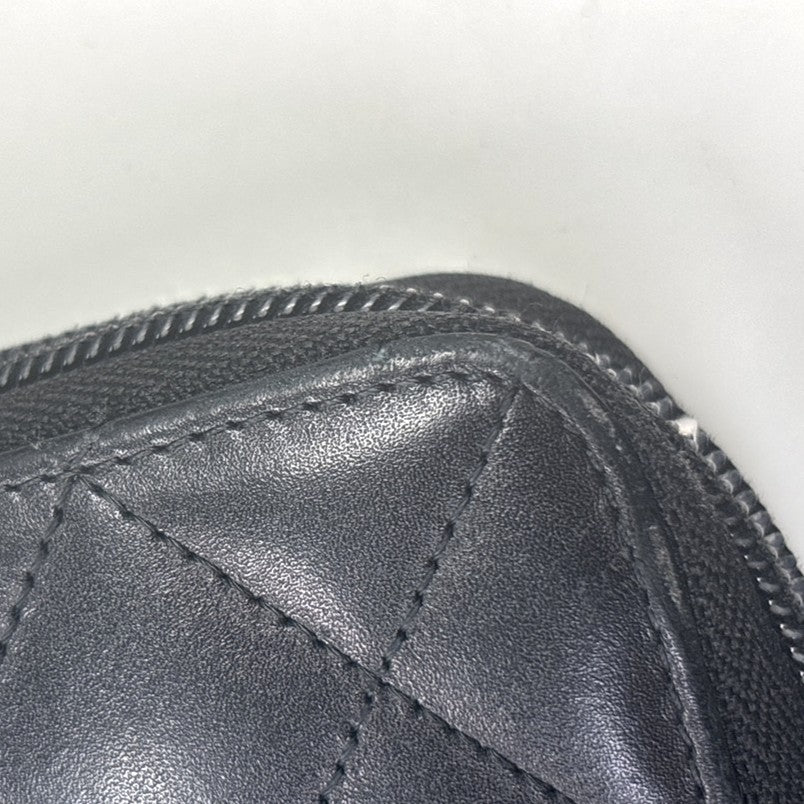 CHANEL CC Cambon Line Zip Around Long Wallet Patent Leather Black Spain 79MA496