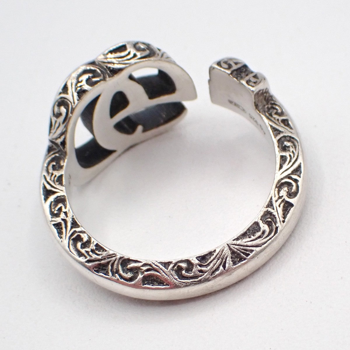GUCCI GG Logo Ring  Size JP 15 US 7.5 Silver 925 Accessories 61LC628