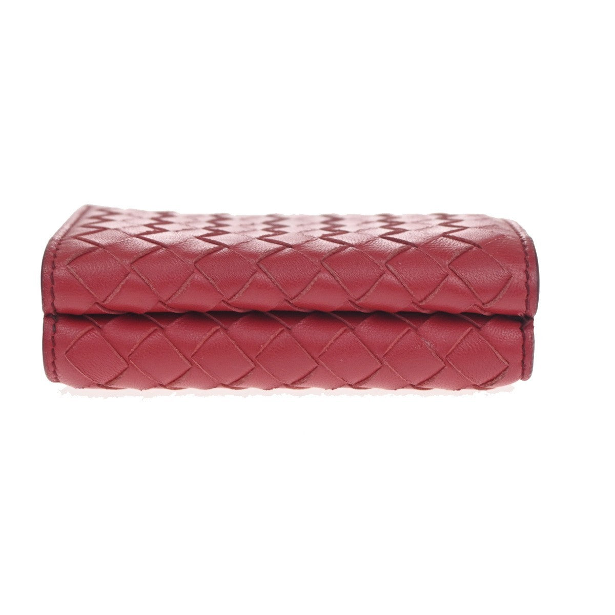 BOTTEGA VENETA Intrecciato Trifold Compact Wallet Leather Red Italy 30KC757