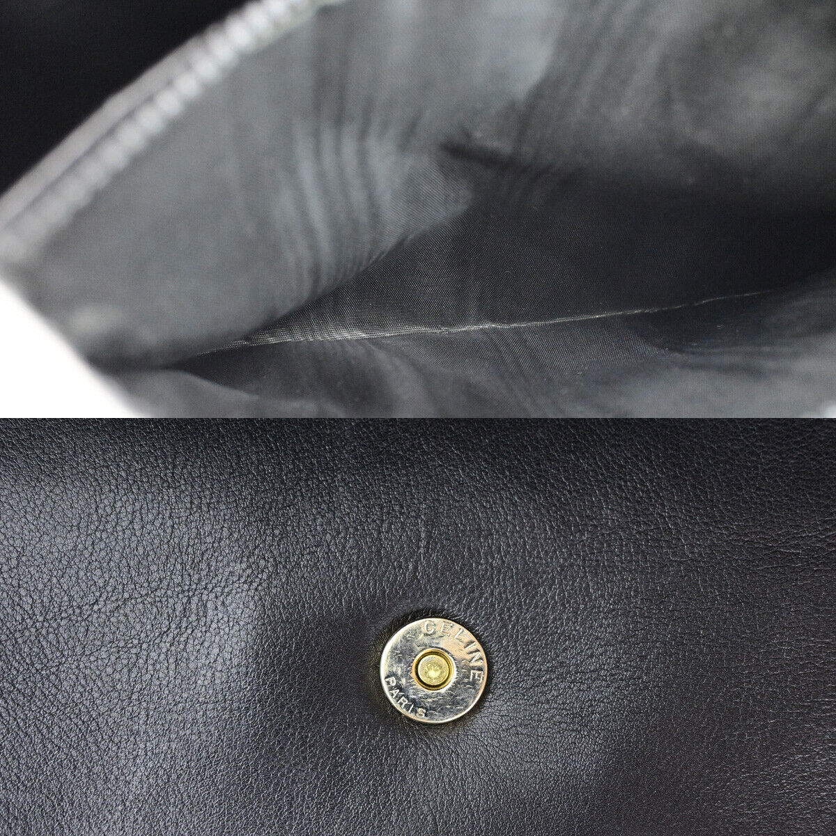 CELINE Logo Horse Carriage Shoulder Bag Leather Black GHW Italy 37YG546