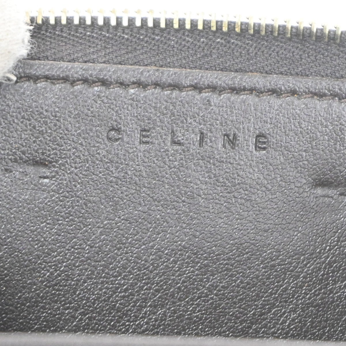 CELINE Logo Macadam Pattern Mini Zipper Wallet Canvas Leather Brown GHW 68TA454